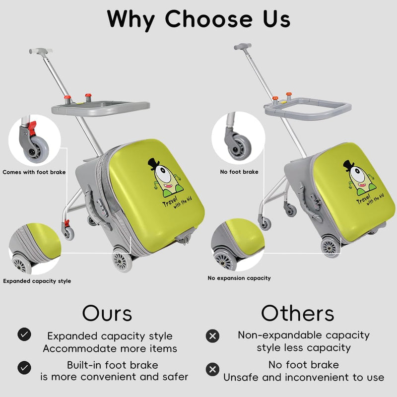Expandable Ride-On Kids’ Luggage with Foldable Trolley – Rover