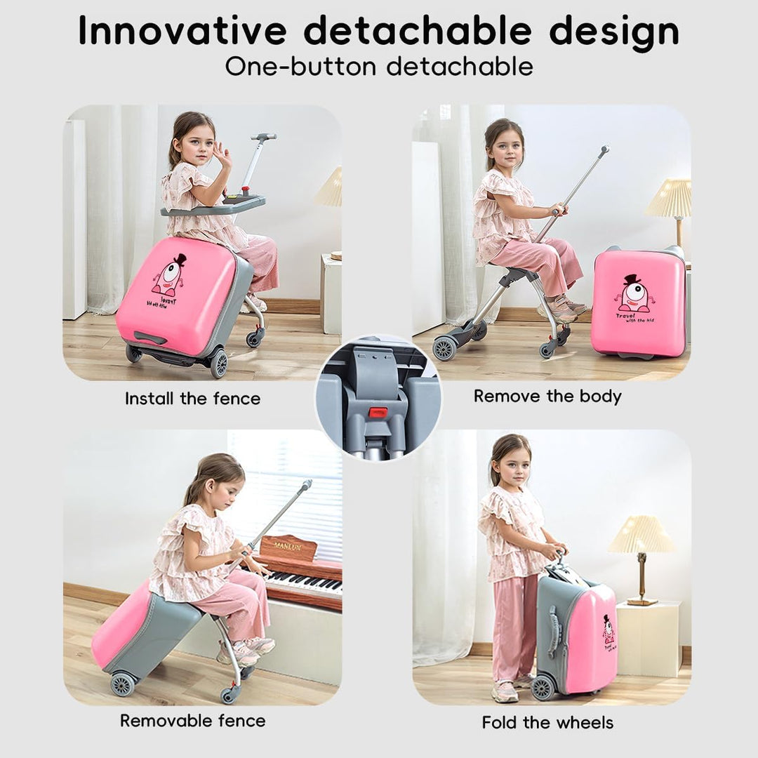 Expandable Ride-On Kids’ Luggage with Foldable Trolley – Rover