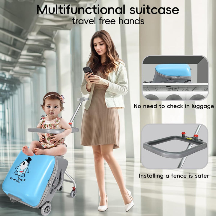 Expandable Ride-On Kids’ Luggage with Foldable Trolley – Rover