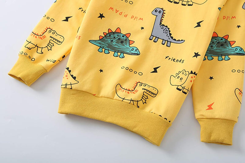 Kids Set: Dinosaur Print Boys Clothing Set-Yellow-1-2 Years Old-State of Style