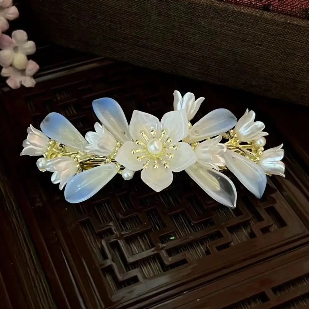 Klarissa Traditional Hair Accessory – Vintage Lily & Pearl Hairpin-Blue-State of Style