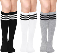 Knee High Socks - Lilac-3 Pairs Black/White/Grey-State of Style