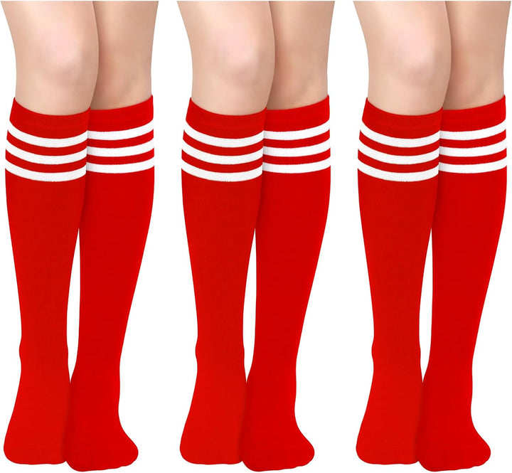 Knee High Socks - Lilac-3 pairs Red/White-State of Style