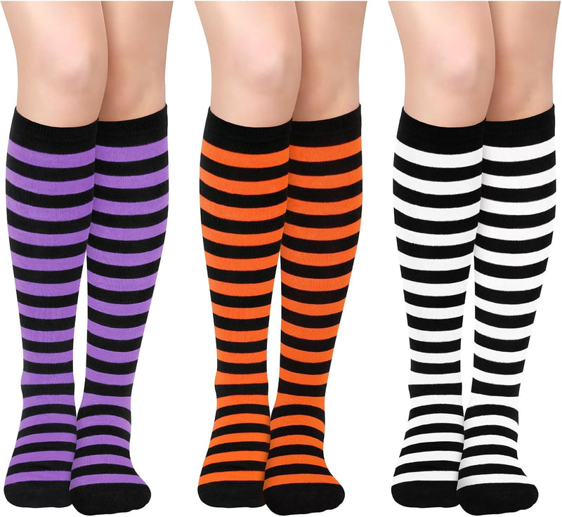 Knee High Socks - Lilac-3 Pairs Striped-State of Style
