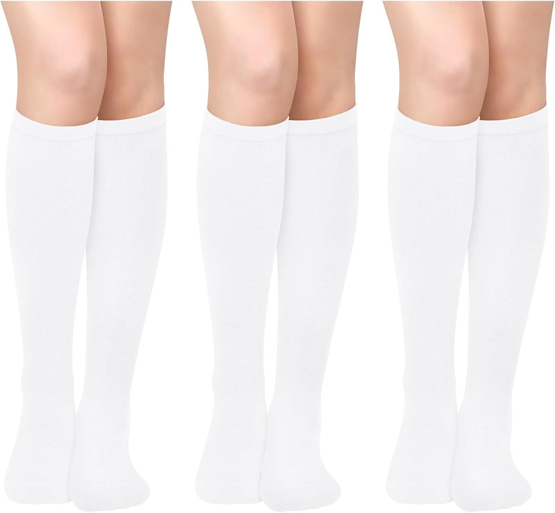 Knee High Socks - Lilac-3 Pairs White-State of Style