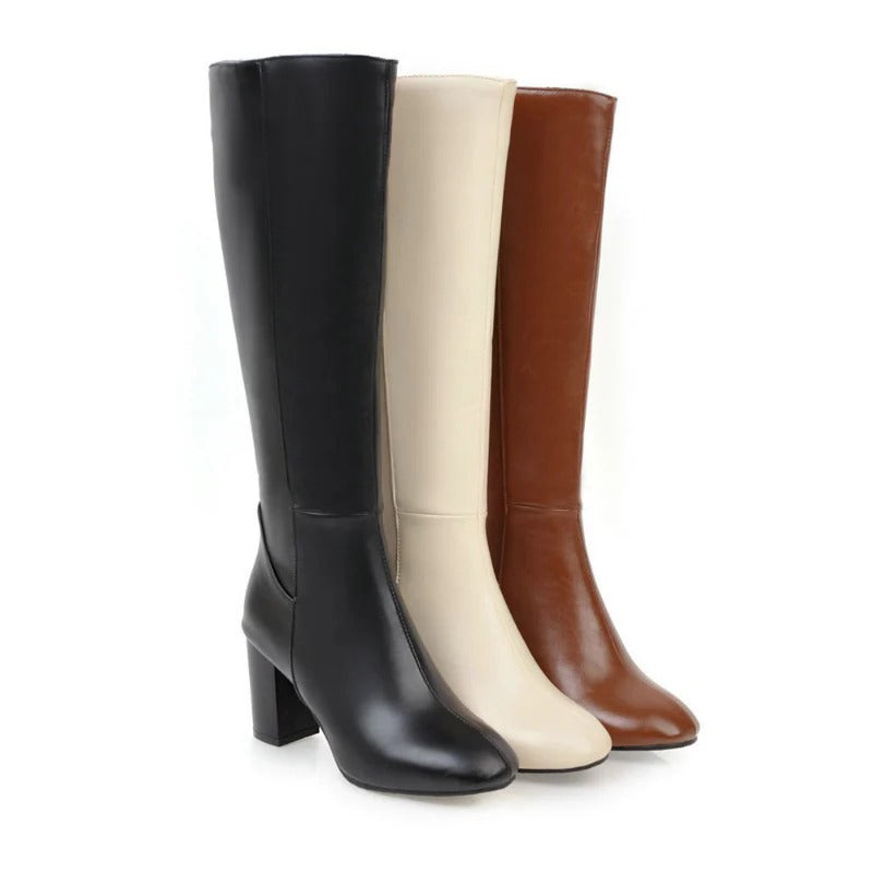 Knee-High Women's Boots with Heel - Sienna-Black-4-State of Style