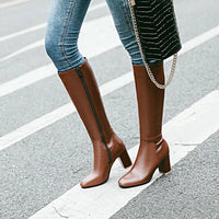 Knee-High Women's Boots with Heel - Sienna-Black-4-State of Style
