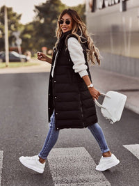 Knee-Length Quilted Women's Bodywarmer - Aurora-Black-S (32-34)-State of Style