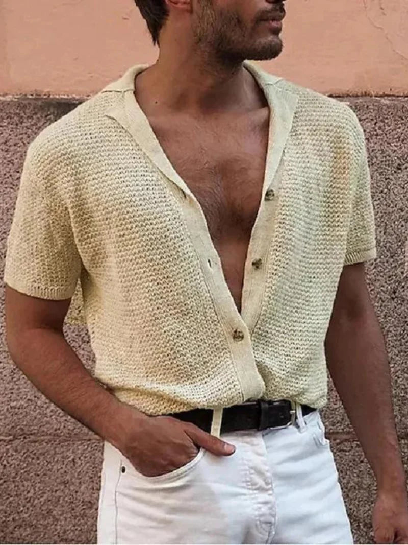 KNITTED BUTTONED SHIRT | COSY & STYLISH-apricot-Triple extra large-State of Style