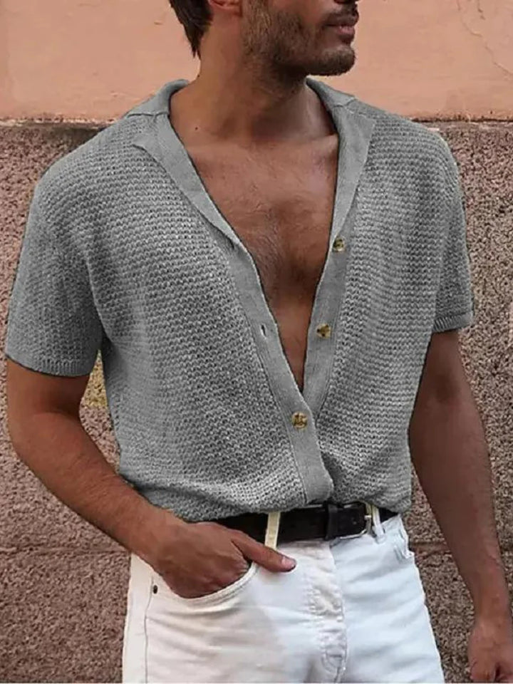 KNITTED BUTTONED SHIRT | COSY & STYLISH-Gray-Triple extra large-State of Style