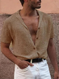 KNITTED BUTTONED SHIRT | COSY & STYLISH-Khaki-Triple extra large-State of Style
