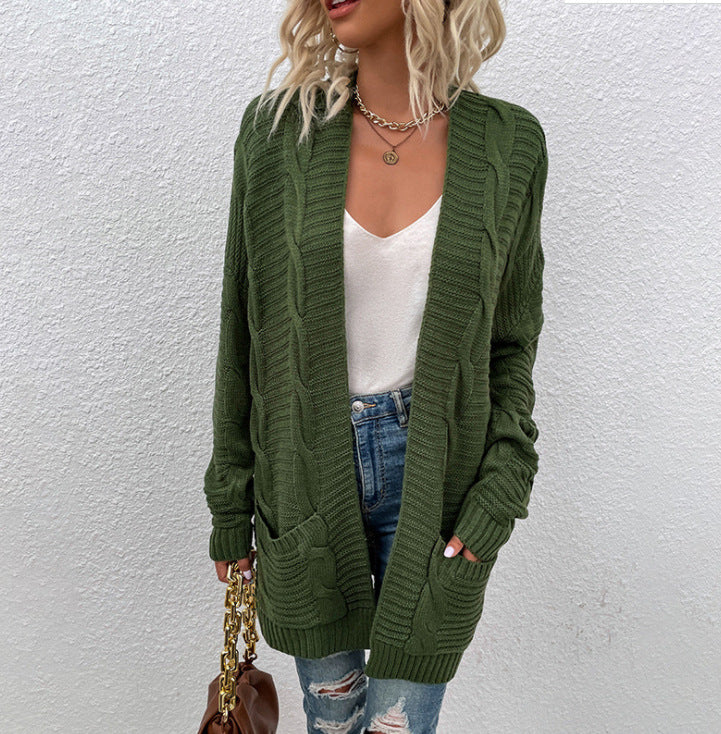 Knitted Cardigan | Chic and Comfortable-Green-S-State of Style