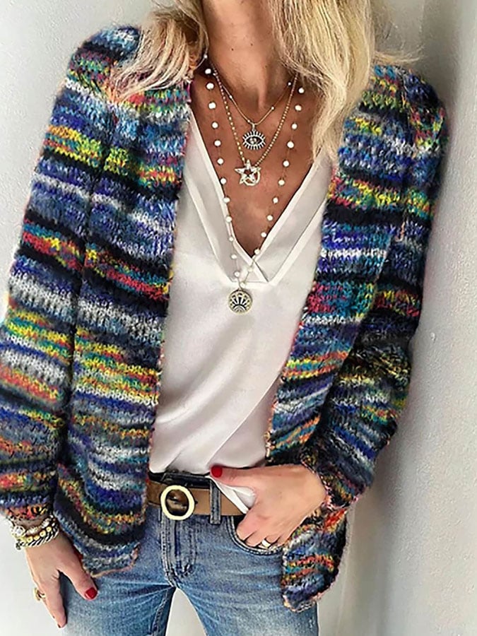 Knitted Colourful Ladies' Cardigan - Elora-Colour Combination 2-S-State of Style