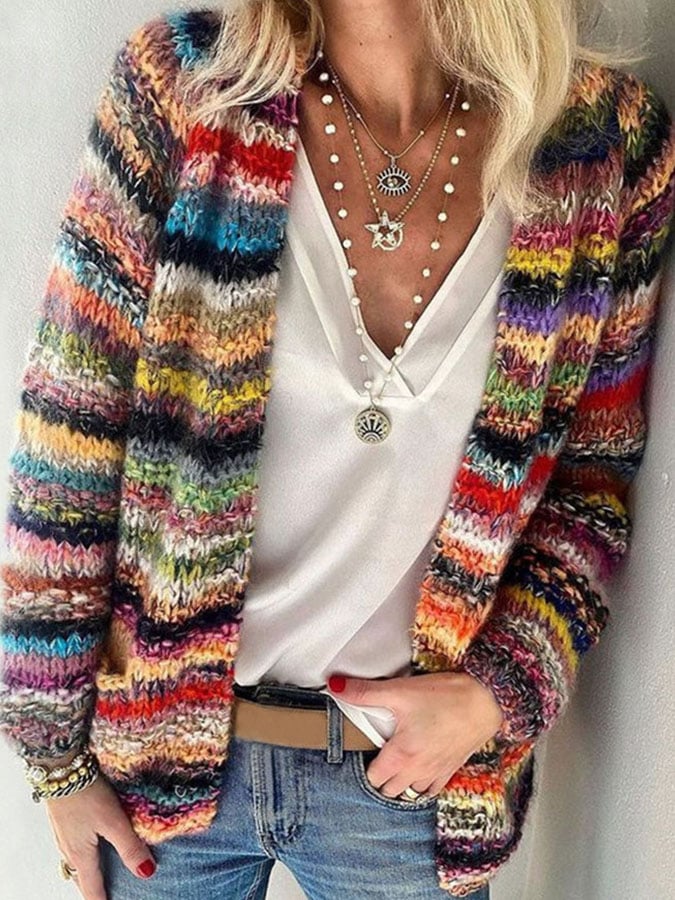 Knitted Colourful Women's Cardigan - Elora-Colour Combination 1-S-State of Style