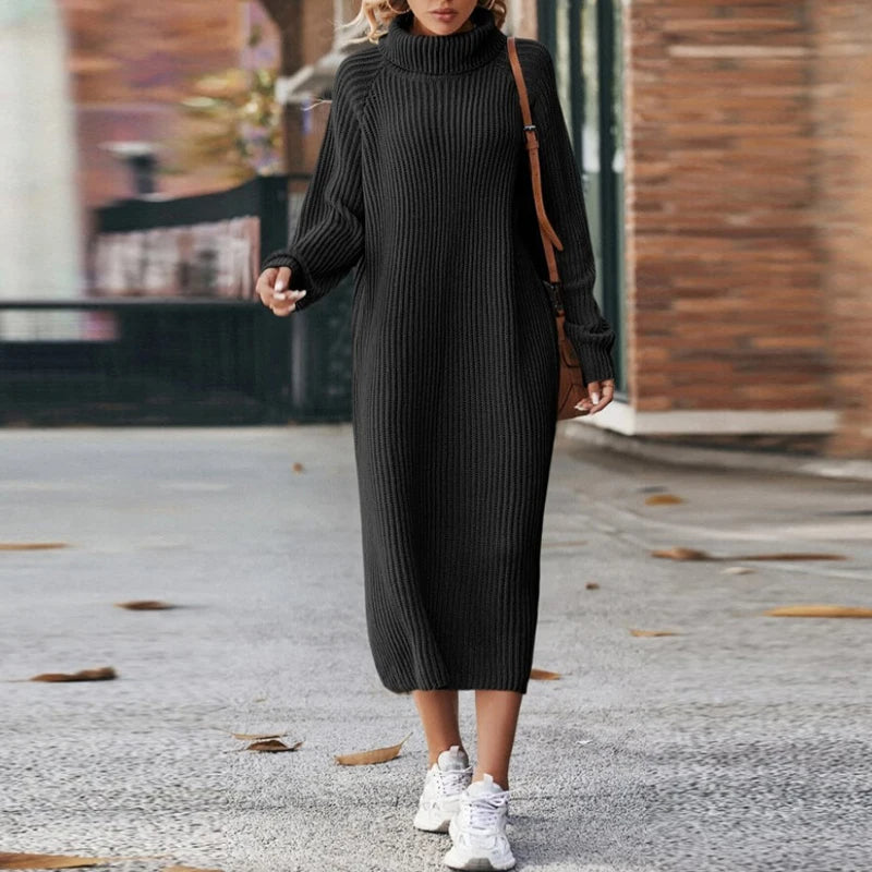 Knitted Cowl Dress for Comfort & Style - Liora-Black-S-State of Style