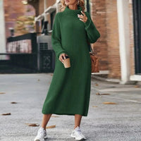 Knitted Cowl Dress for Comfort & Style - Liora-Green-S-State of Style