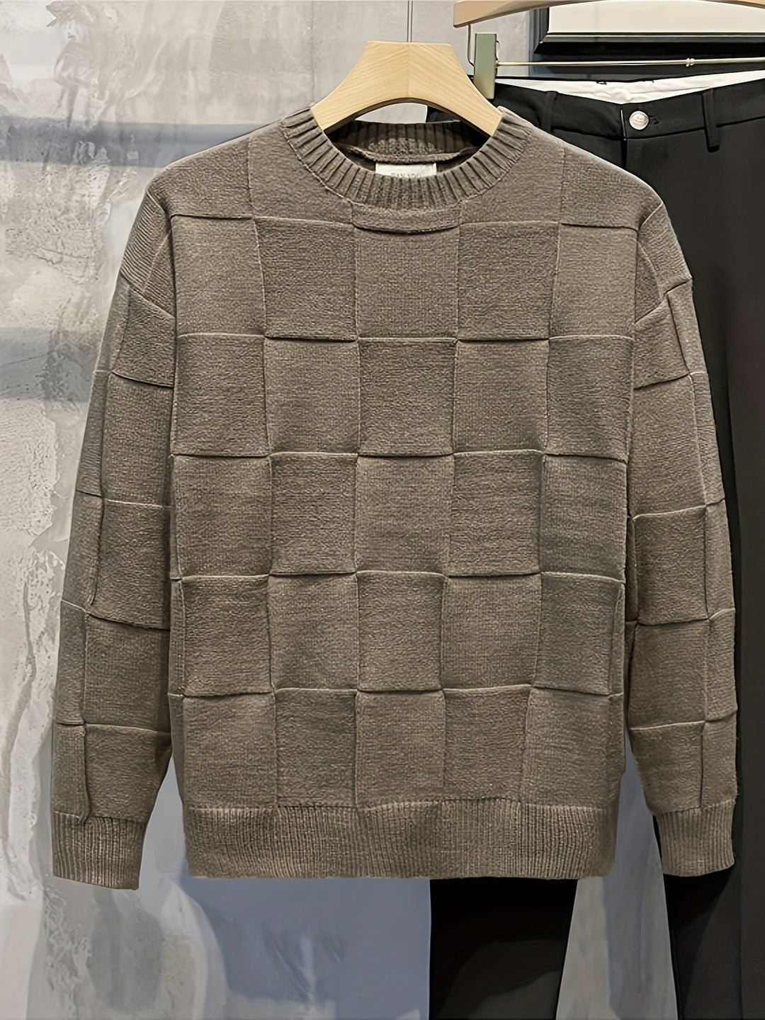 Knitted Crew Neck Sweater with Stretch - Caleb-Grey-M-State of Style