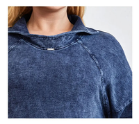 Knitted Denim Jacket Curve Plus Size-Blue-L-State of Style