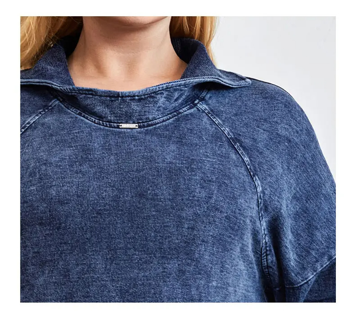 Knitted Denim Jacket Curve Plus Size-Blue-L-State of Style