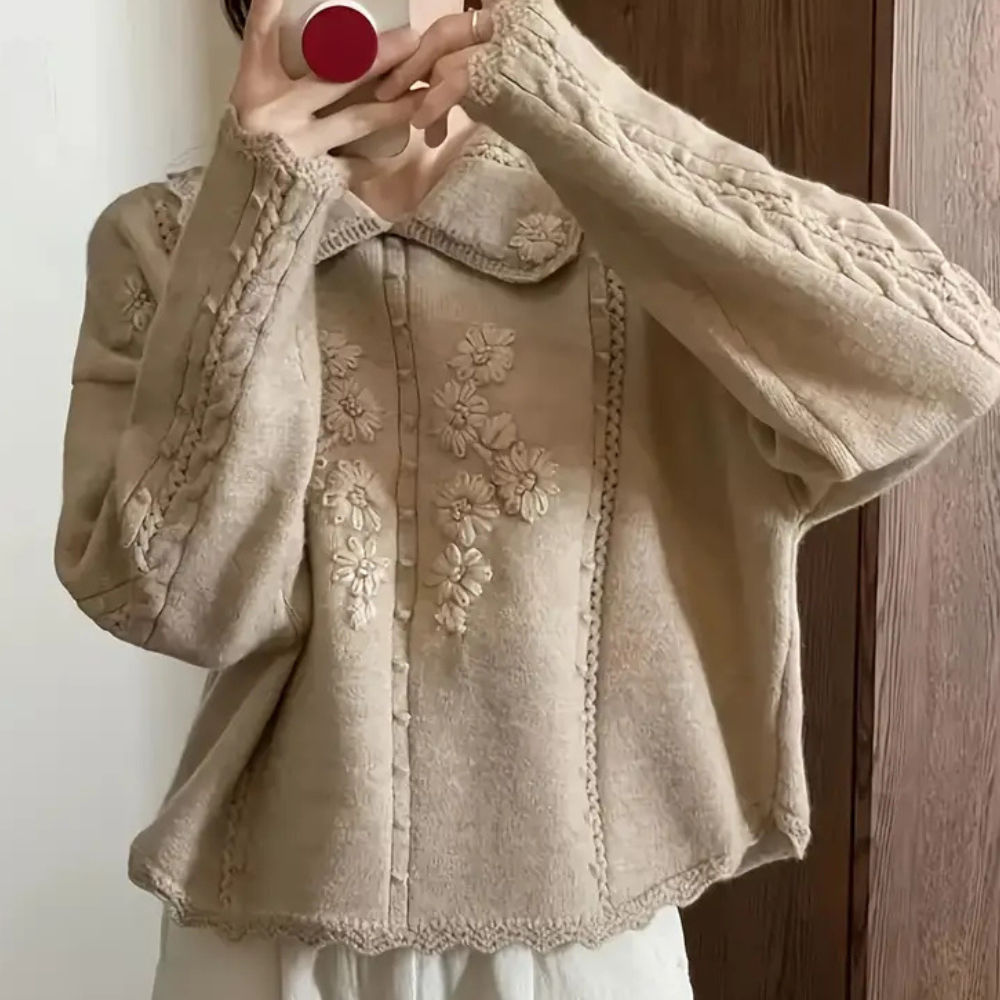 Knitted Flower Sweater for Women - Emma-State of Style