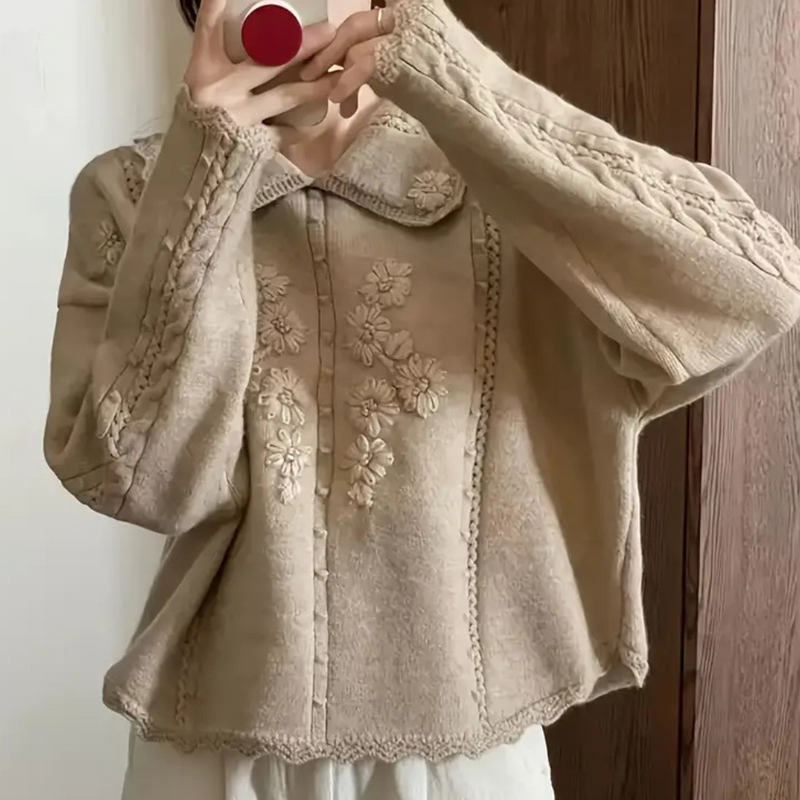 Knitted Flower Sweater for Women - Emma-State of Style