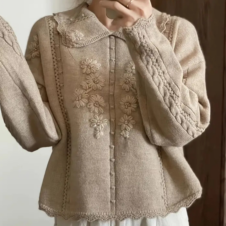 Knitted Flower Sweater for Women - Emma-State of Style