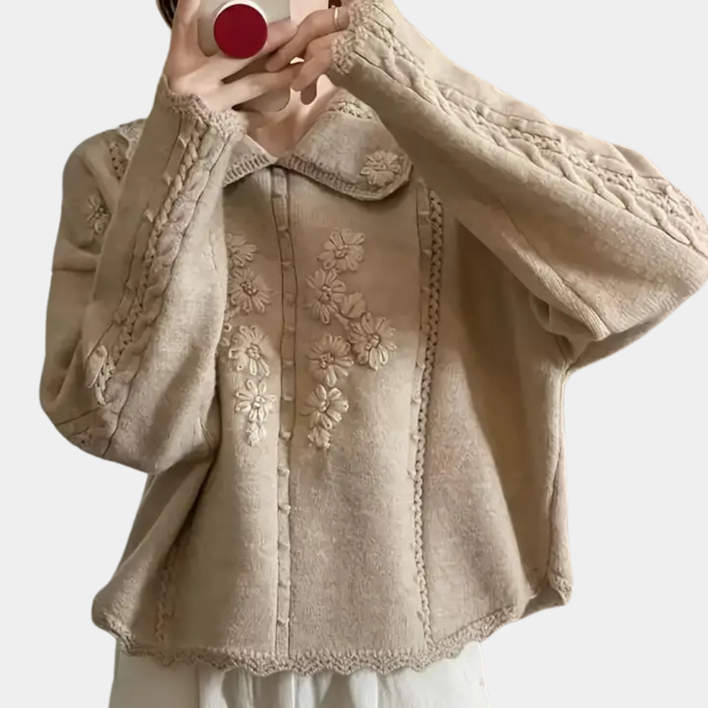 Knitted Flower Sweater for Women - Emma-State of Style