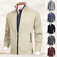 Knitted Jacket with Zip for Men - Theo-Beige-XS-State of Style