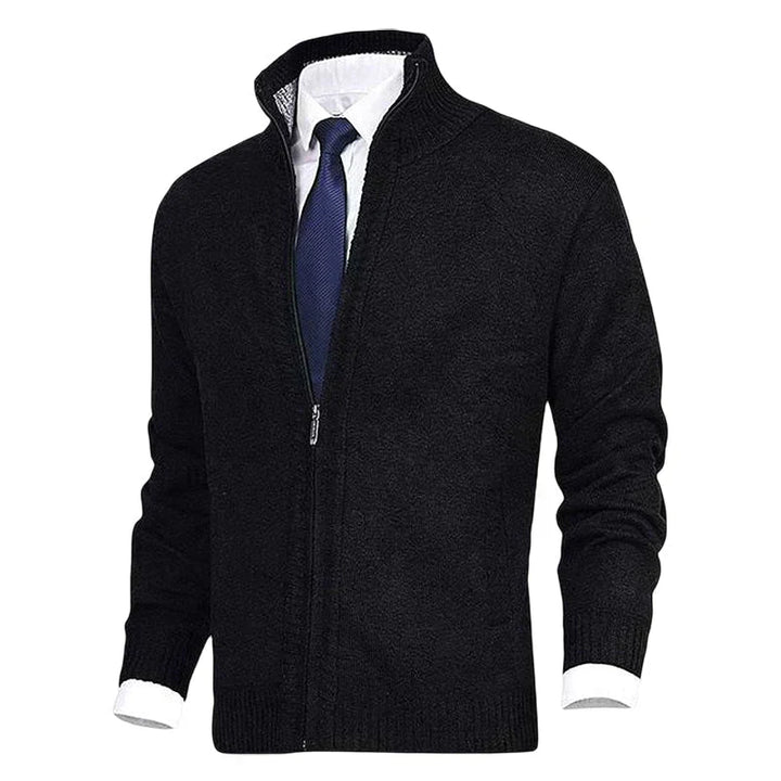 Knitted Jacket with Zip for Men - Theo-Black-XS-State of Style