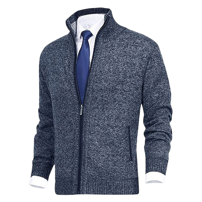 Knitted Jacket with Zip for Men - Theo-Blue-XS-State of Style