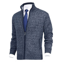Knitted Jacket with Zip for Men - Theo-Blue-XS-State of Style