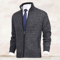 Knitted Jacket with Zip for Men - Theo-Dark Grey-XS-State of Style