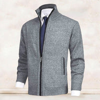 Knitted Jacket with Zip for Men - Theo-Grey-XS-State of Style