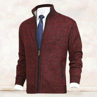 Knitted Jacket with Zip for Men - Theo-Red-XS-State of Style