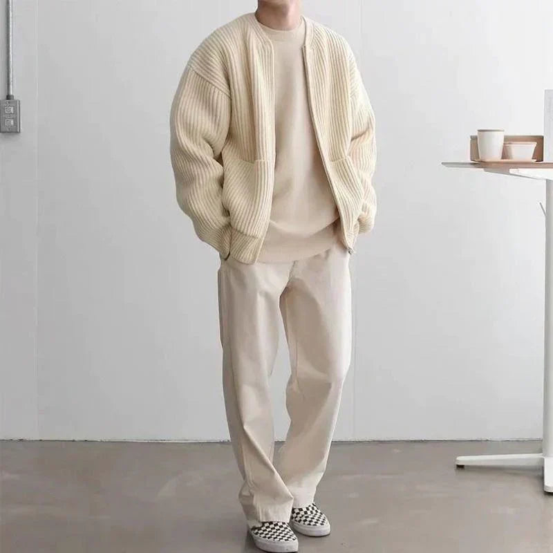 Knitted Jacket with Zipper - Milan-Apricot-XS-State of Style