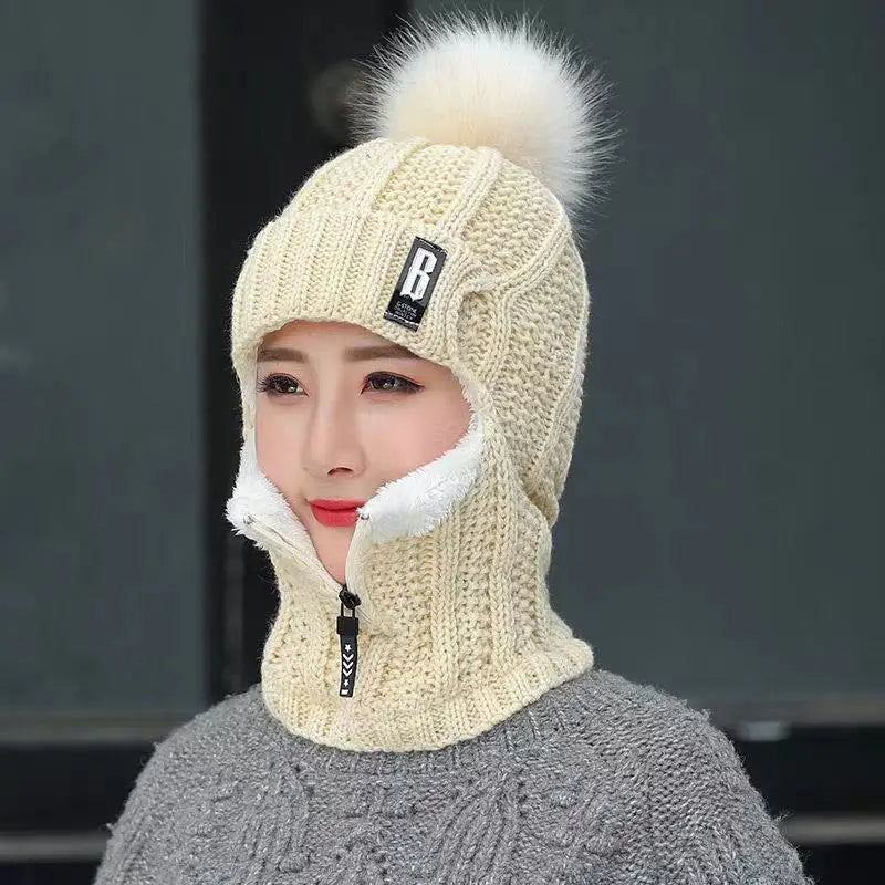 Knitted Ladies Balaclava - Amara-Beige-State of Style