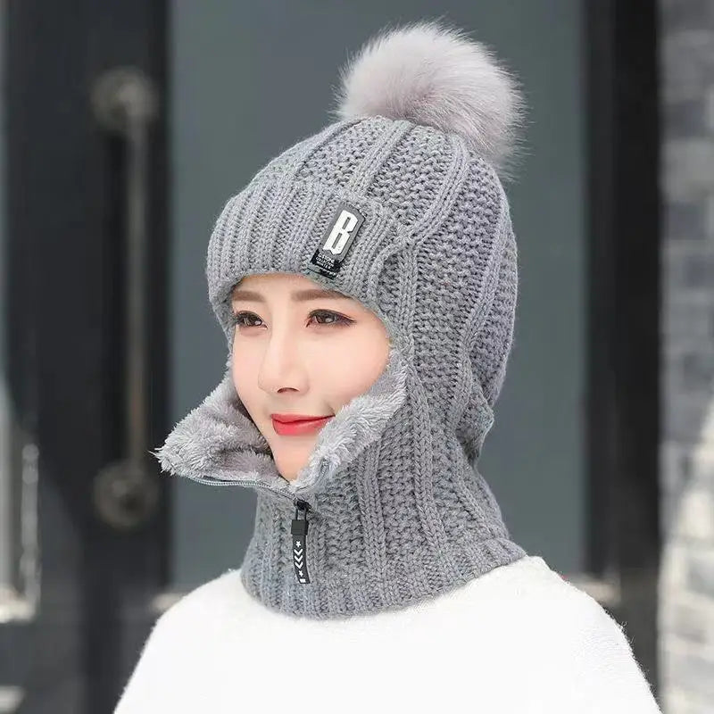 Knitted Ladies Balaclava - Amara-Grey-State of Style