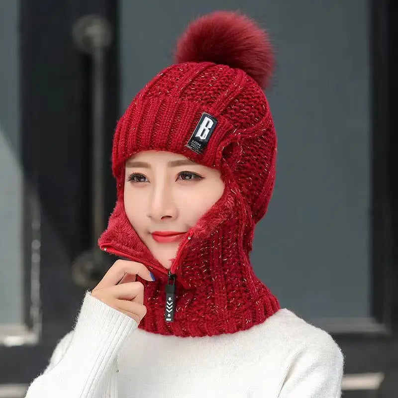 Knitted Ladies Balaclava - Amara-Red-State of Style