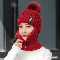 Knitted Ladies Balaclava - Amara-Red-State of Style