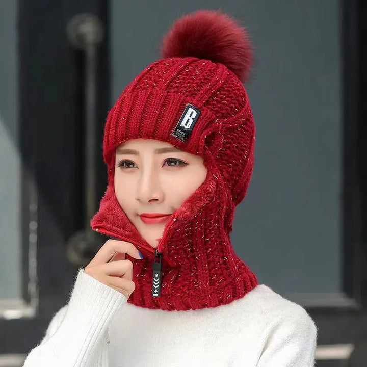 Knitted Ladies Balaclava - Amara-Red-State of Style