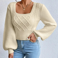 Knitted Ladies' Sweater with Square Neckline - Sienna-XS-State of Style