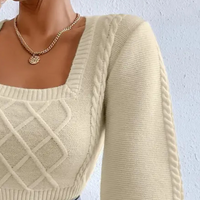 Knitted Ladies' Sweater with Square Neckline - Sienna-XS-State of Style