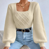 Knitted Ladies' Sweater with Square Neckline - Sienna-XS-State of Style