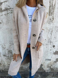 Knitted Long Ladies' Cardigan with Hood - Liv-Grey-S-State of Style