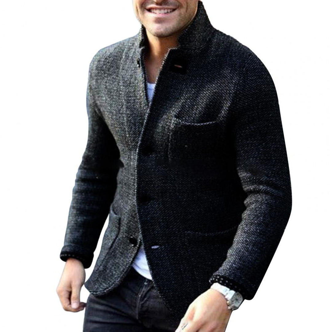 Knitted Men's Cardigan with Buttons - Sven-Black-S-State of Style