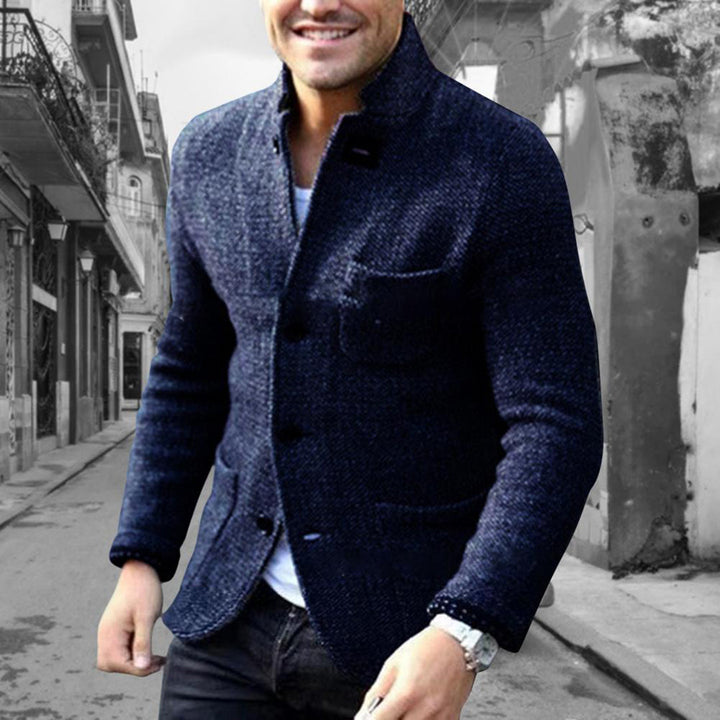 Knitted Men's Cardigan with Buttons - Sven-Black-S-State of Style