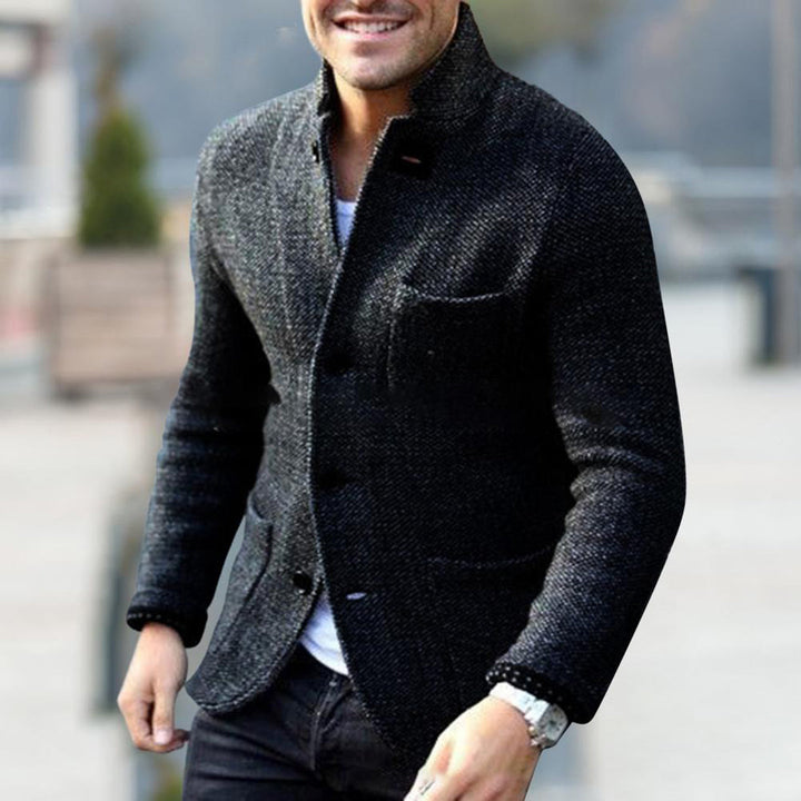 Knitted Men's Cardigan with Buttons - Sven-Black-S-State of Style