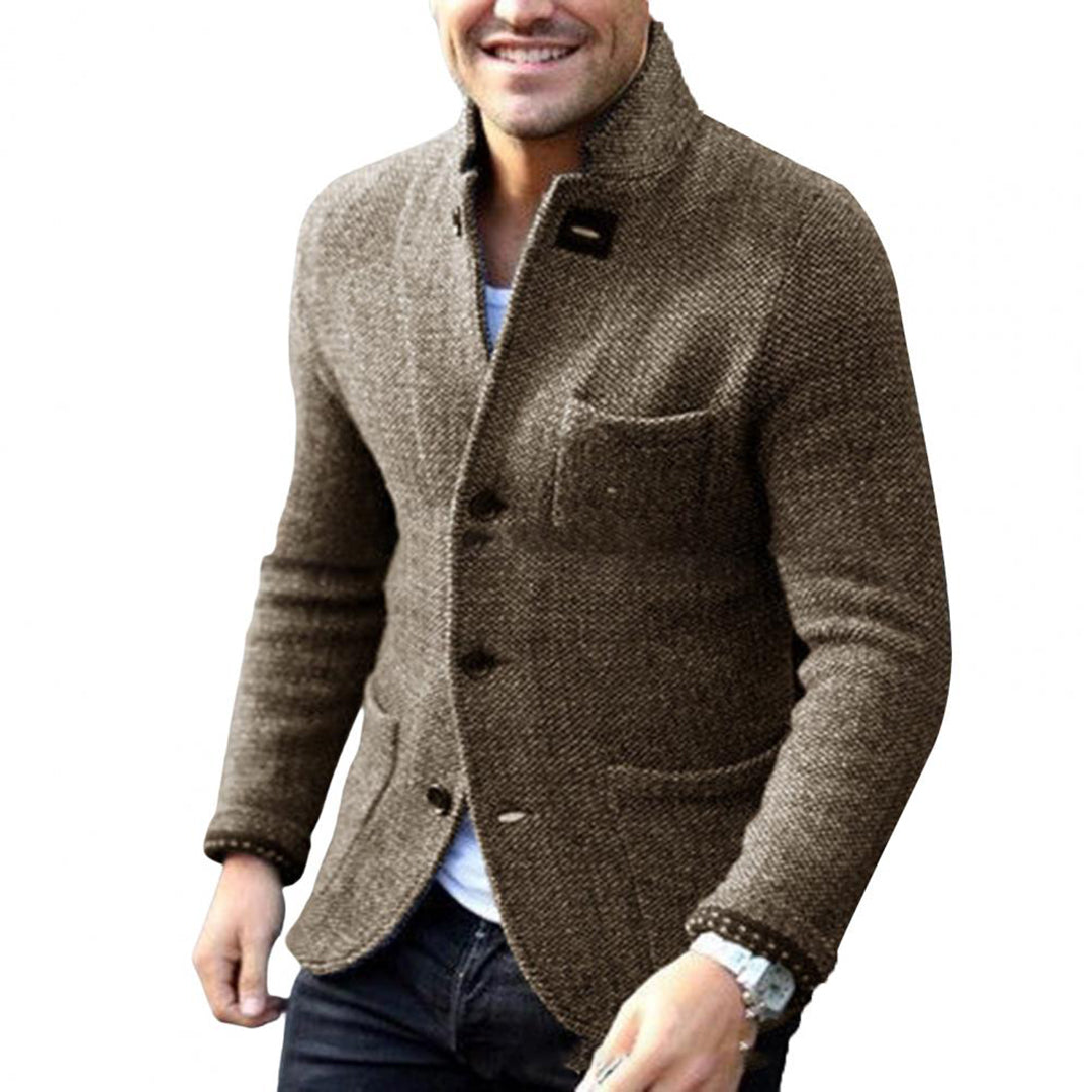 Knitted Men's Cardigan with Buttons - Sven-Khaki-S-State of Style
