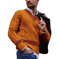 Knitted Men's Sweater - Noah-Orange-S-State of Style