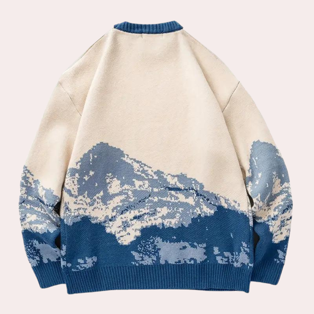 Knitted Mens Sweater with Mountain Pattern - Nordin-S-State of Style